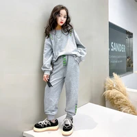 autumn 2022 girls tracksuit long sleeve sweatshirt pants two pieces kids outfits casual sport school teens children clothing set