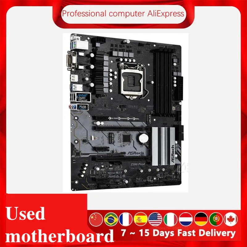 Материнская плата для настольного компьютера ASRock Z390 Pro4 Intel Z390M DDR4 LGA 1151