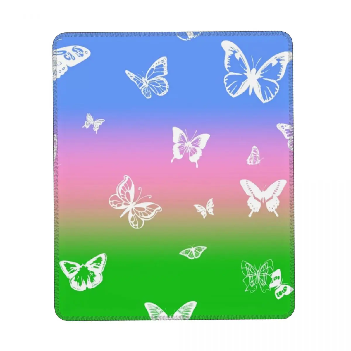 

Синий Розовый вертикальный Фотофон с эффектом омбре, белые бабочки, винтажный милый коврик для мыши, Нескользящие резиновые коврики для мыш...