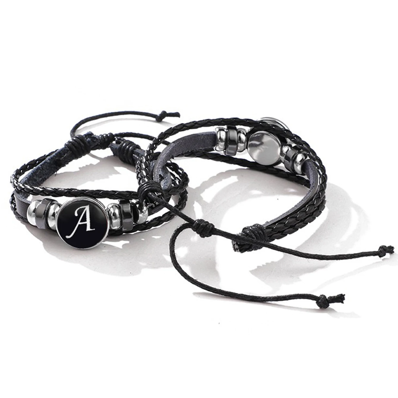 Новые кожаные браслеты с английскими буквами A-Z 26 начальный кабошон стекло