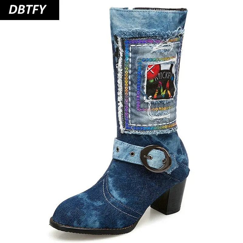 Женские ковбойские сапоги на молнии в стиле ретро с вышивкой | Обувь