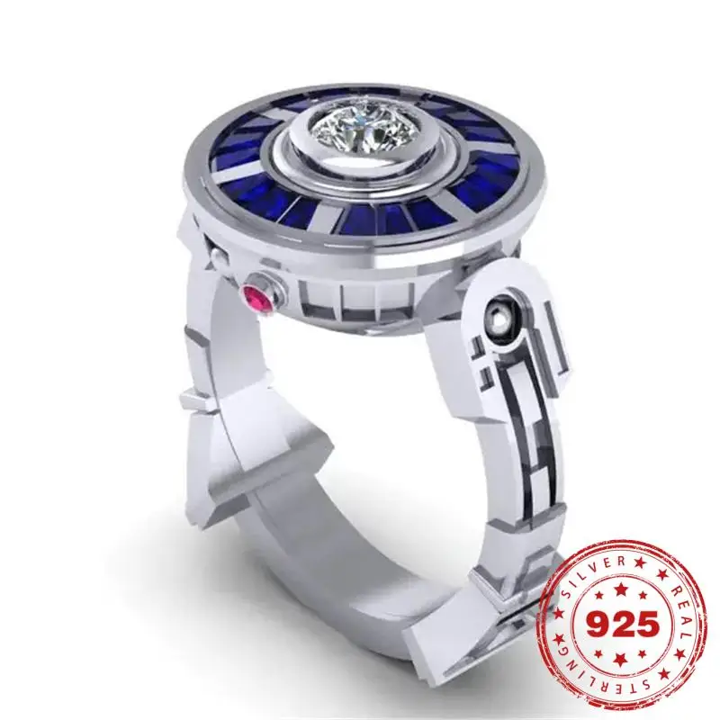 

HOYON 100% 925 Sterling Silver color Sapphire Ring for Women Anillos Bizuteria Jewelry Bague Diamant Bizuteria Rings Men