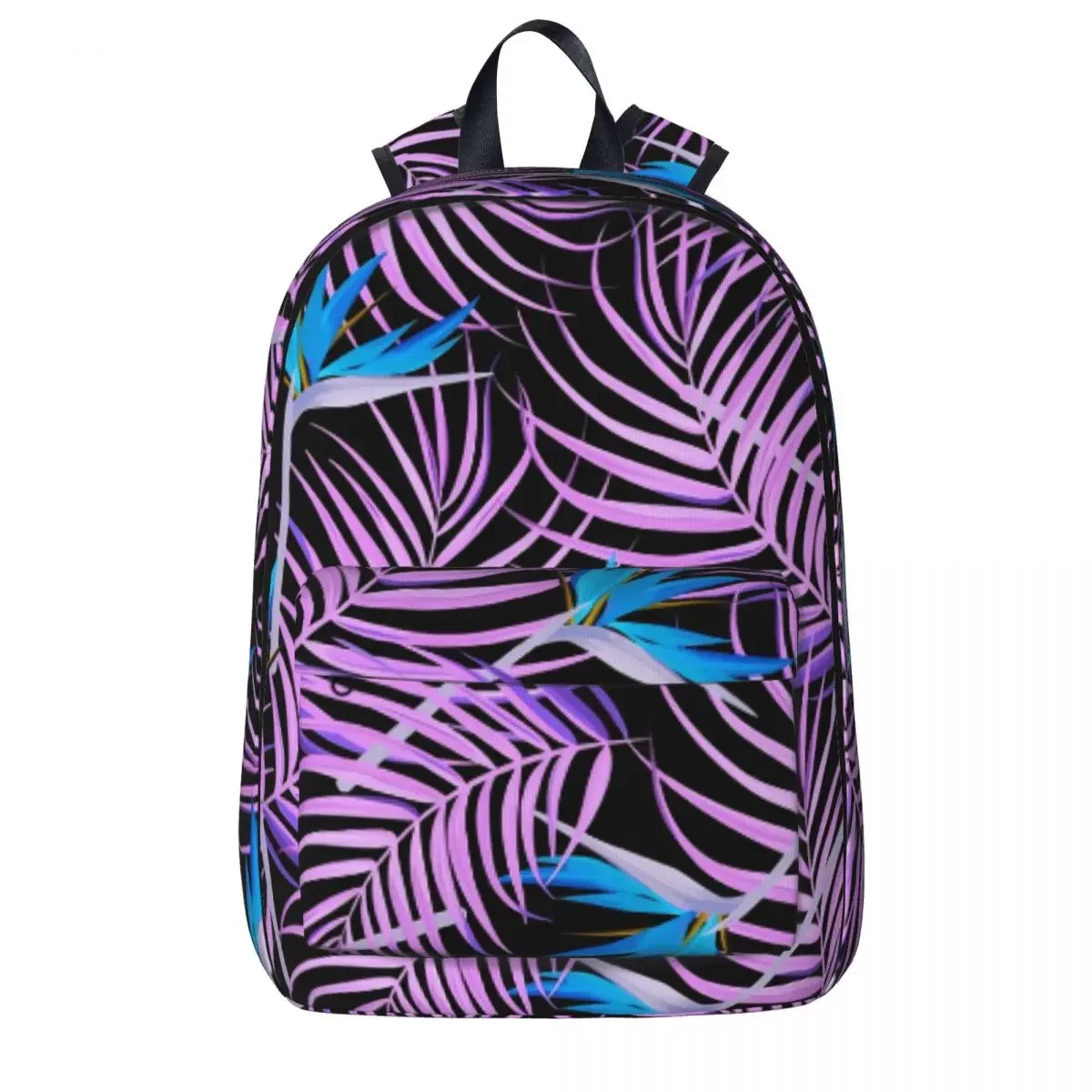

Floral Leaf Print Backpack Blue Purple Daily Backpacks Boy Custom Pattern School Bags Style Rucksack