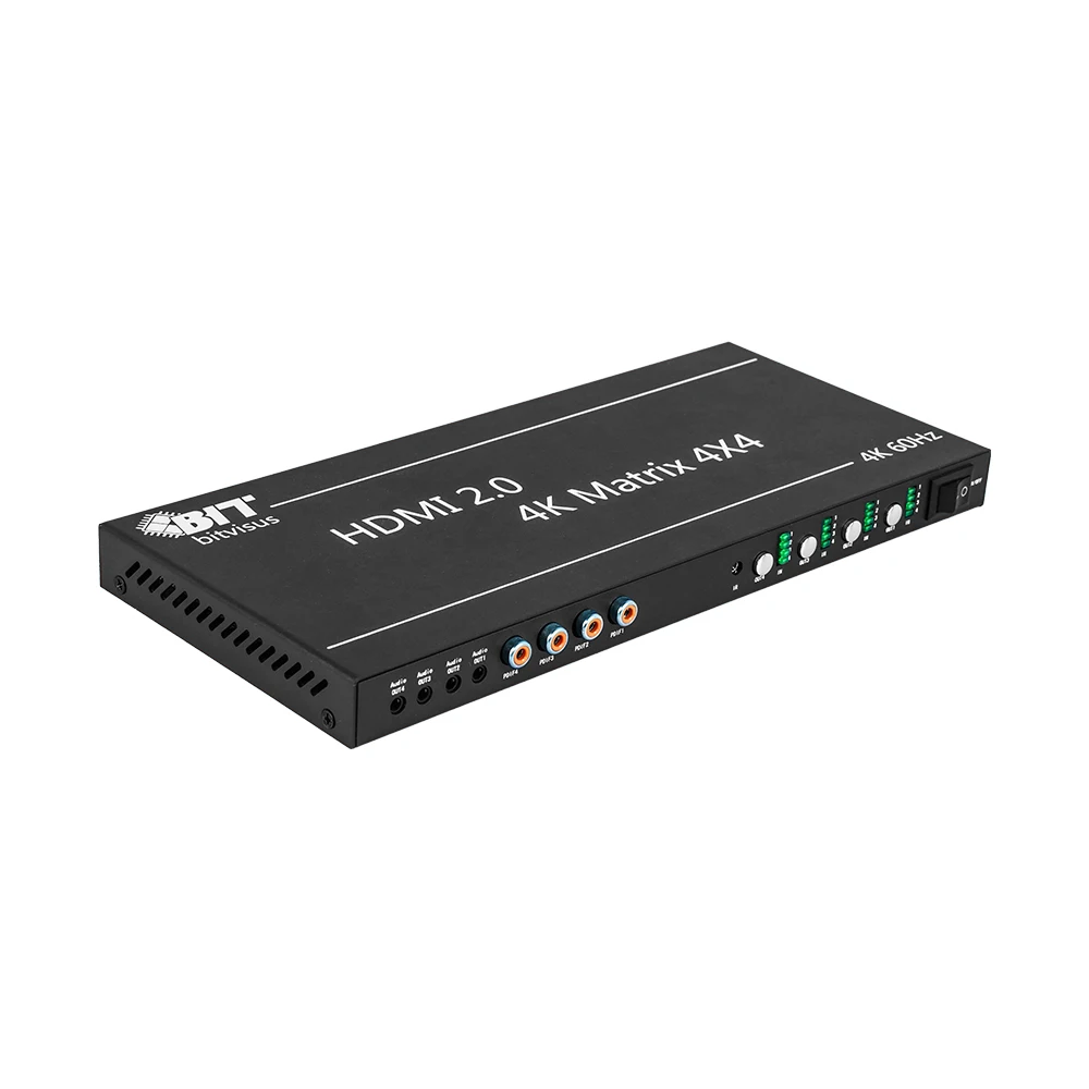 Фото Матричный коммутатор-сплиттер Bitvisus 4x4 4K 60Гц HDMI с поддержкой HDMI 2.0, Smart EDID, ИК-управлением, RS232, TCP/IP BIT-Ma-GS-4K60-0404 №1