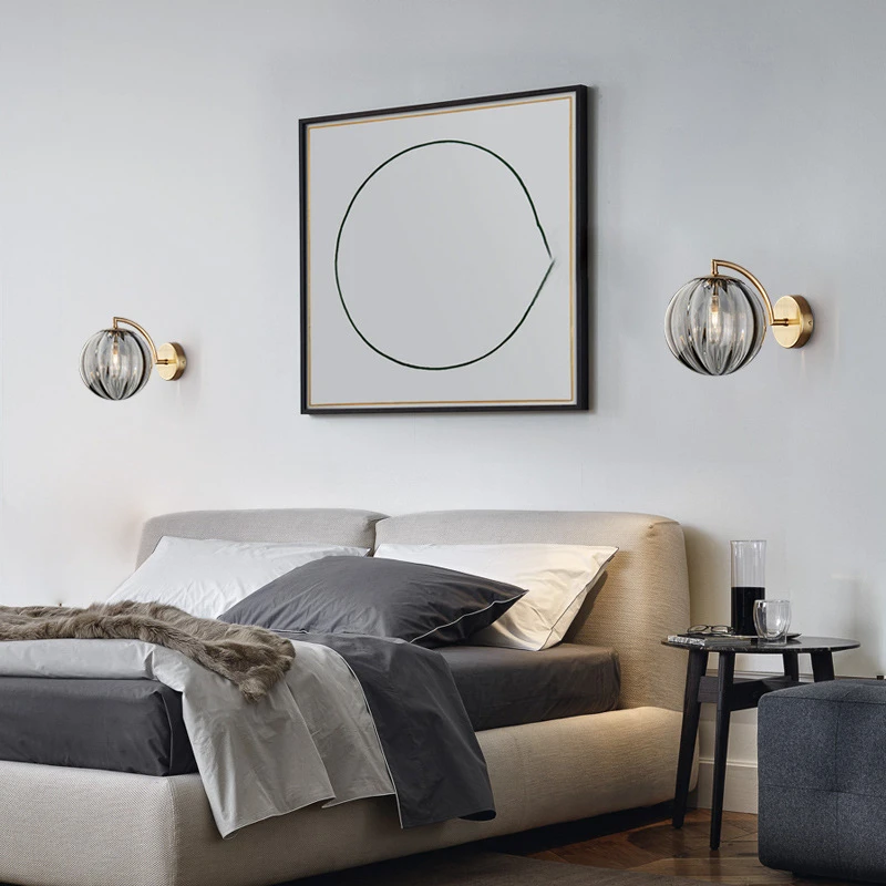

Modern Designer Glass Ball LED Wall Lamps Nordic Bedroom Bedside Lamp For Living Room Creative Romantic Home Decor Wall Lights