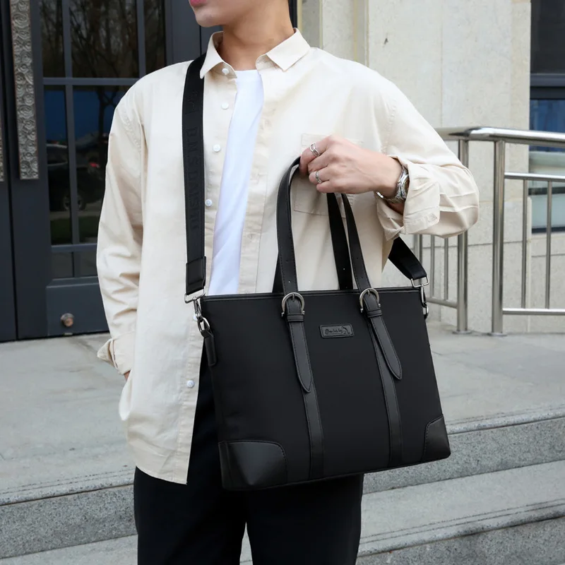 Men's Bag Tote Large Capacity Casual Tote Men's Briefcase 14 15.6 Inch Laptop Waterproof Oxford Men's Business Messenger Bag