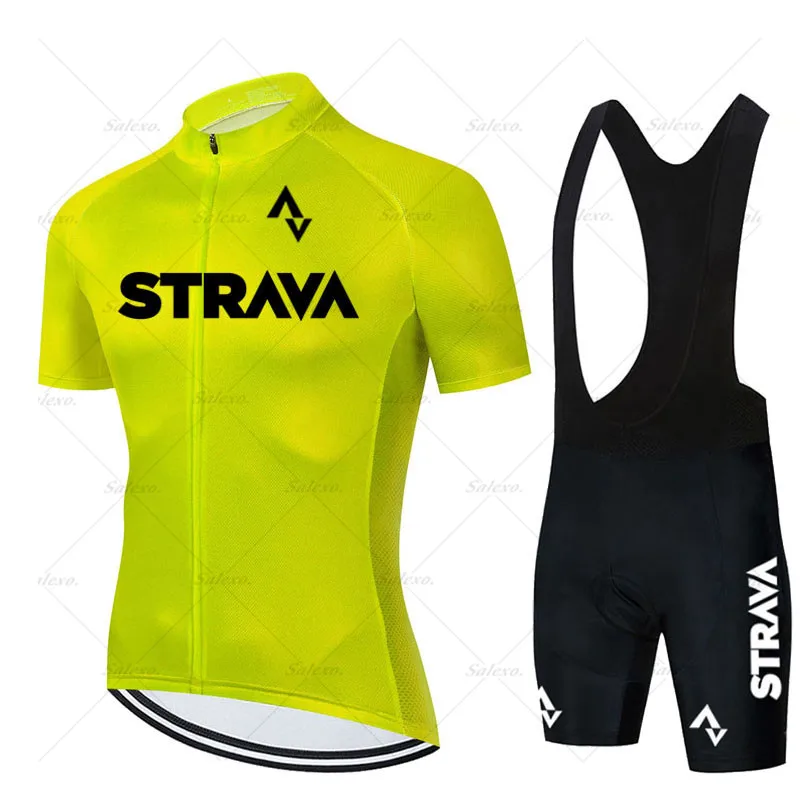 

2022 STRAVA Cycling Jersey Set Summer MTB Maillot Ropa Ciclismo Cycling Bicycle Clothing Bike Clothes Uniform Men's Cycling Suit
