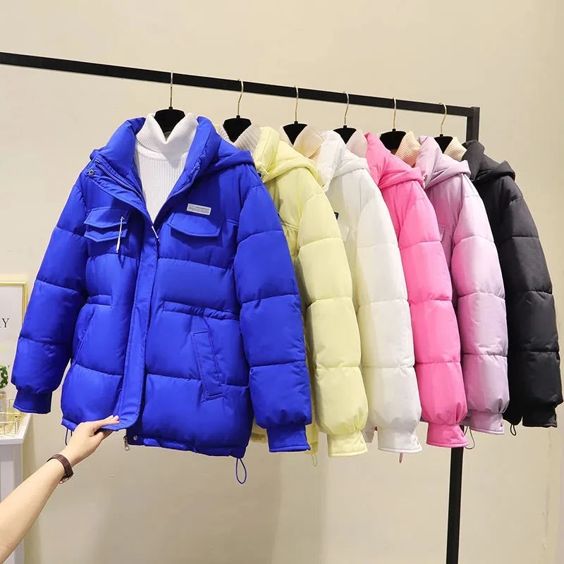 Blue Women Winter Down Jacket 2022 Winter Jacket New Warm Thick Parkas Coat Korean Loose Hooded Cotton Coat Women Outwear