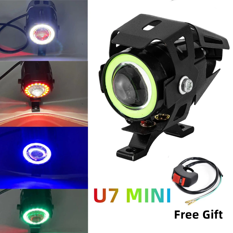 

U7 Mini Motorcycle Spotlight LED Headlight Angel Eye Fog HeadLight Bicycle Led Light Motorcycle Accessories