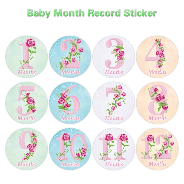12 Pcs/Set Month Sticker Baby Photography Milestone Memorial Monthly Newborn Commemorative Card Number Photo Props Accessories 1