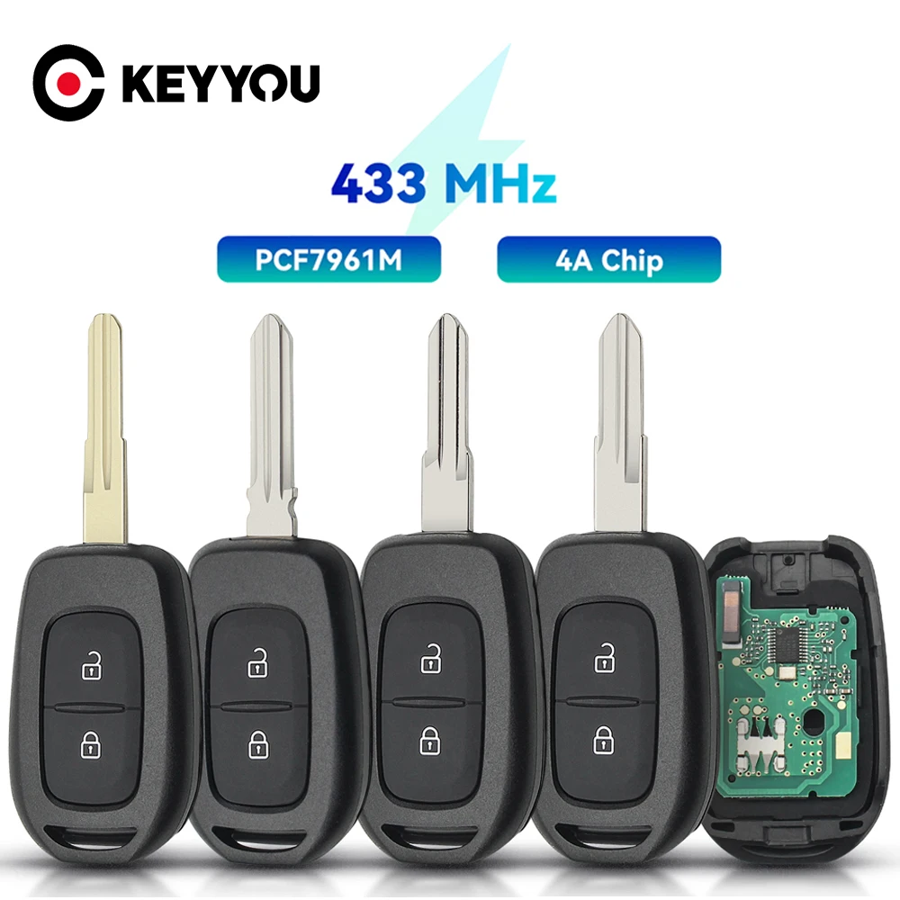 KEYYOU  Remote Car Key 434MHZ 4A PCF7961M Chip For Renault Sandero Dacia Logan 2 Stepway Clio4 Duster 2016 2/3 Buttons