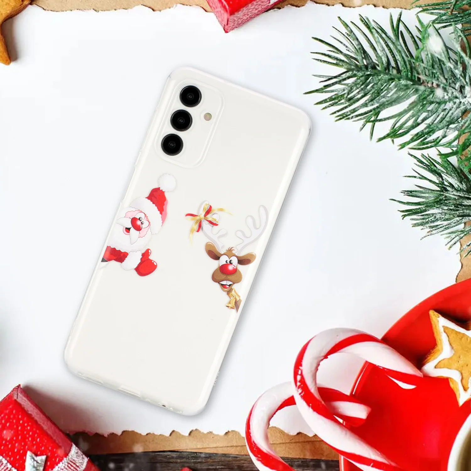 

Christmas Case for Samsung A13 4G 5G A23 A33 A53 A73 5G A04S Elk Santa Claus Clear Soft Phone Cover Galaxy S22 Ultra Plus S21 FE