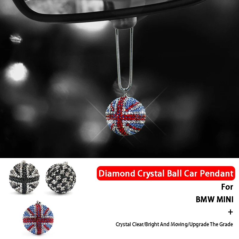 

Car Crystal Ball Auto Rearview Mirror Pendant Bling Bling Rhinestone Ball For BWM MINI All Car ModelsCar Interiot Decoration