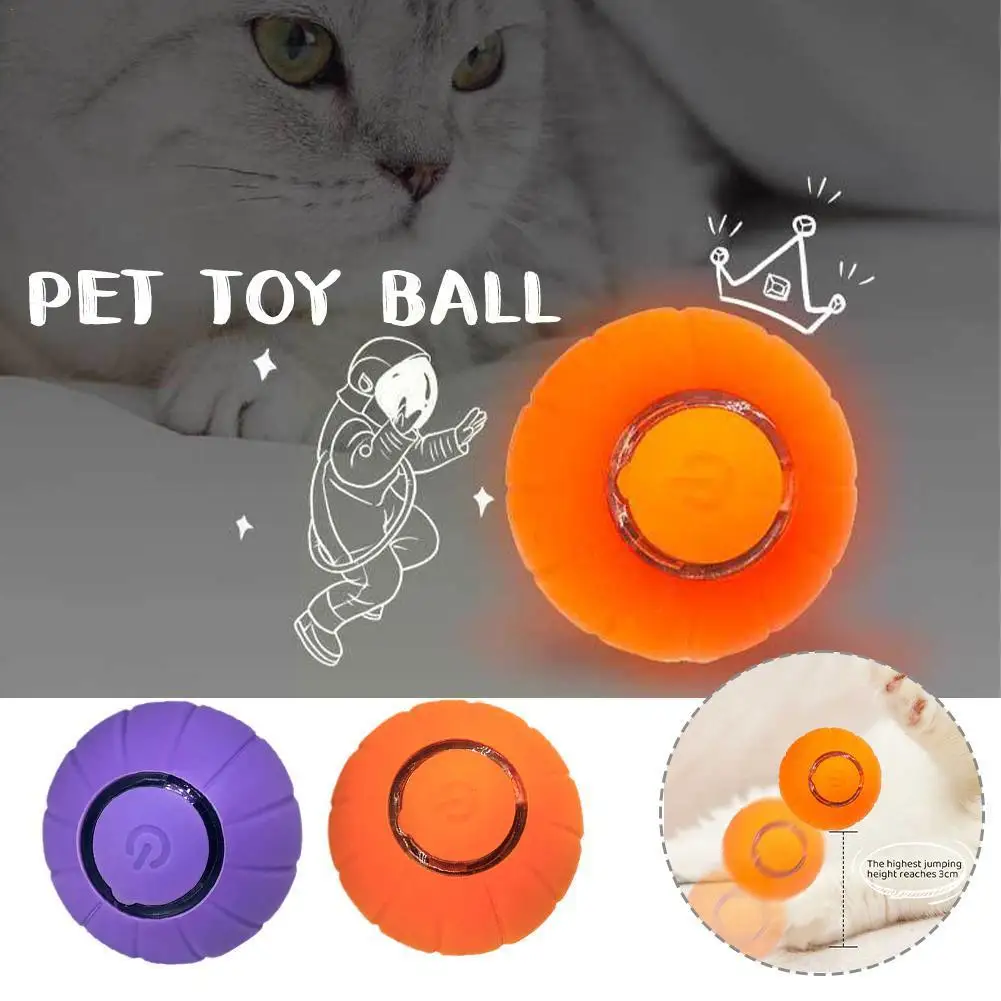 

Smart Cat Toys Electric Automatic Bouncing Cat Ball Playing Self-moving Toy Kitten Indoor Silicone Interactive Cat Cats LED Z1E5