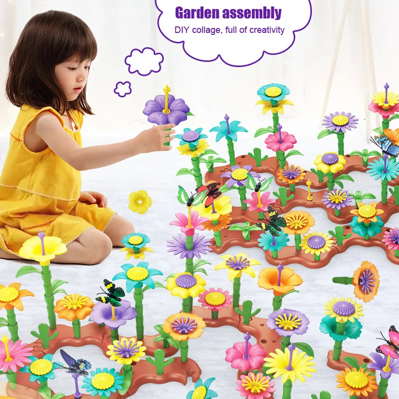 

Creative DIY Pop Flowers Toys Flower Arrangement Toy Assembling Blocks Building Garden Games Toys For Children Kids Girls Gifts