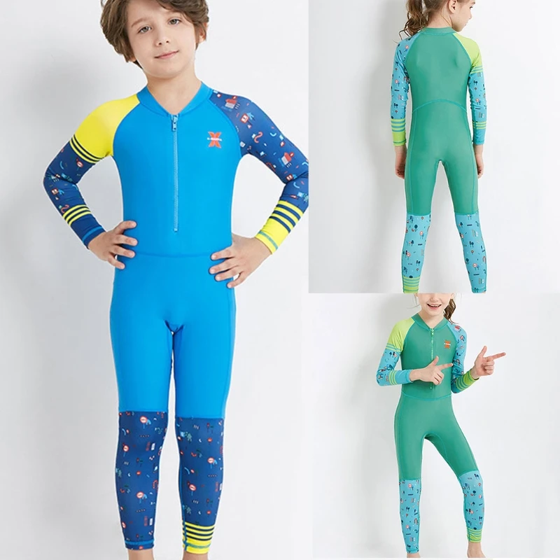 

Kids Child One-piece Elastic Long Sleeve Swimsuit Diving Suit UV for Protection Sunscreen Quick-Drying Swimwear Paddlesu