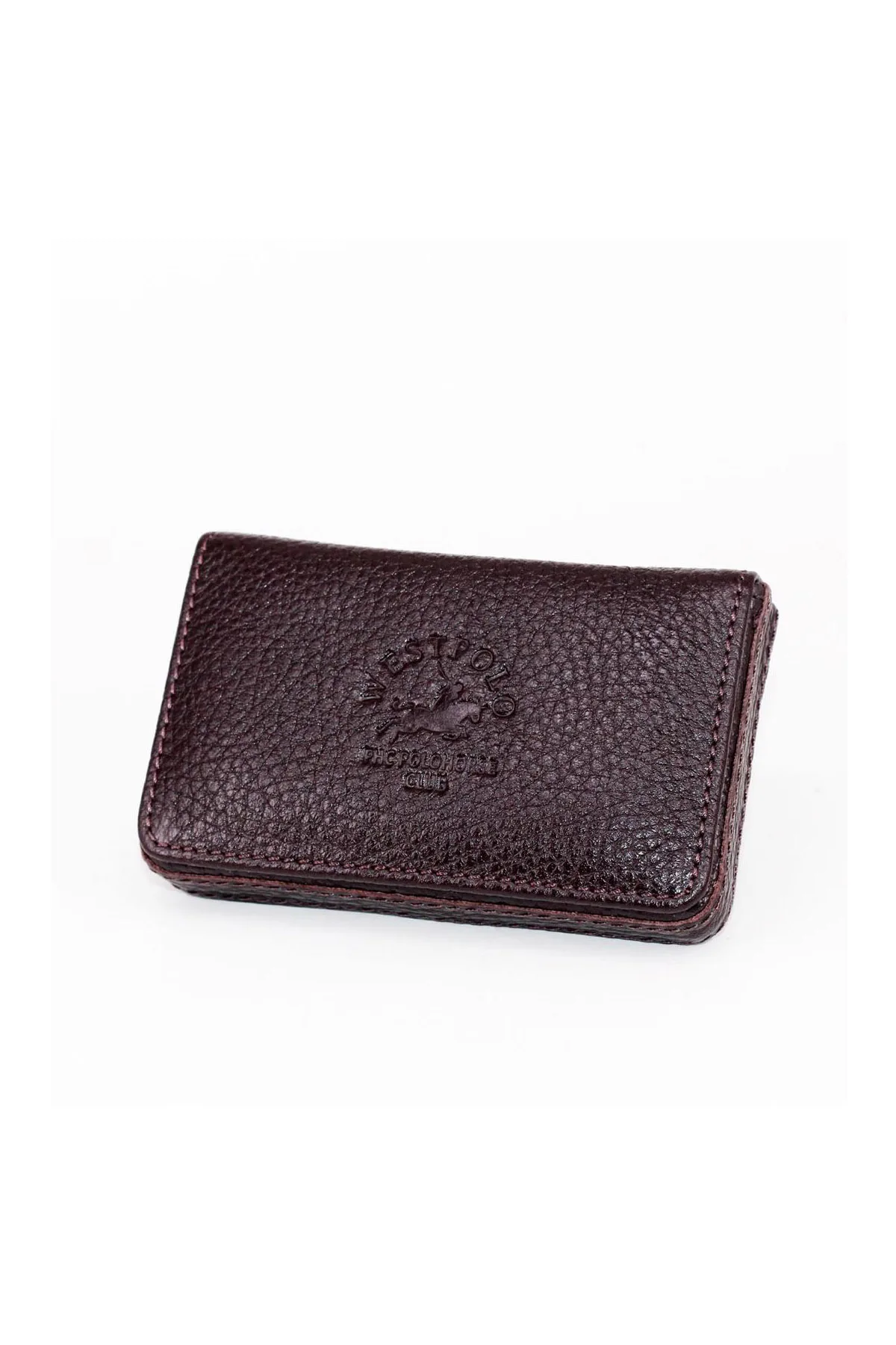 

West Polo Brown Original Leather Magnet Clamshell Men Card Wallet W22043003