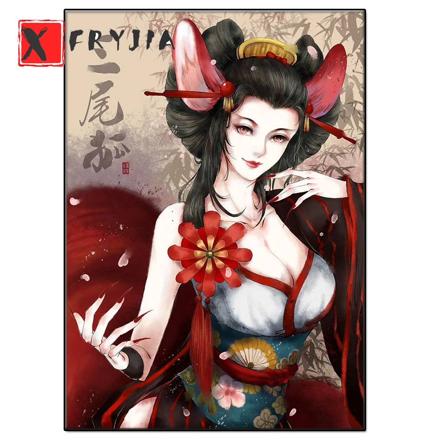 Алмазная вышивка сексуальная девятихвостая лиса полная квадратная/круглая