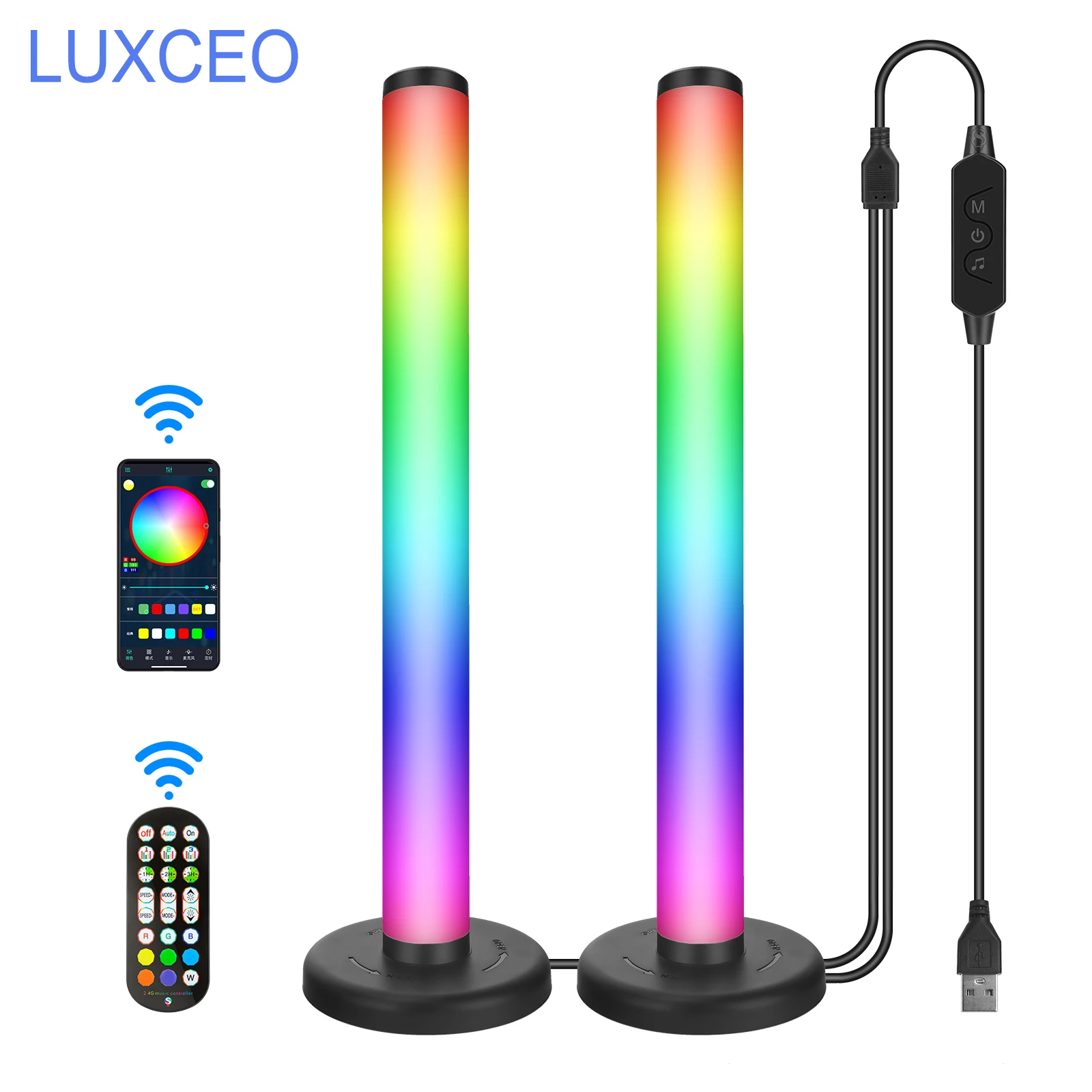 

2-Pack LED RGB Desk Lamp with App Control Color Changing Mood Lighting with Music Sync Atmosphere Decoration Lamp Dimmable Light