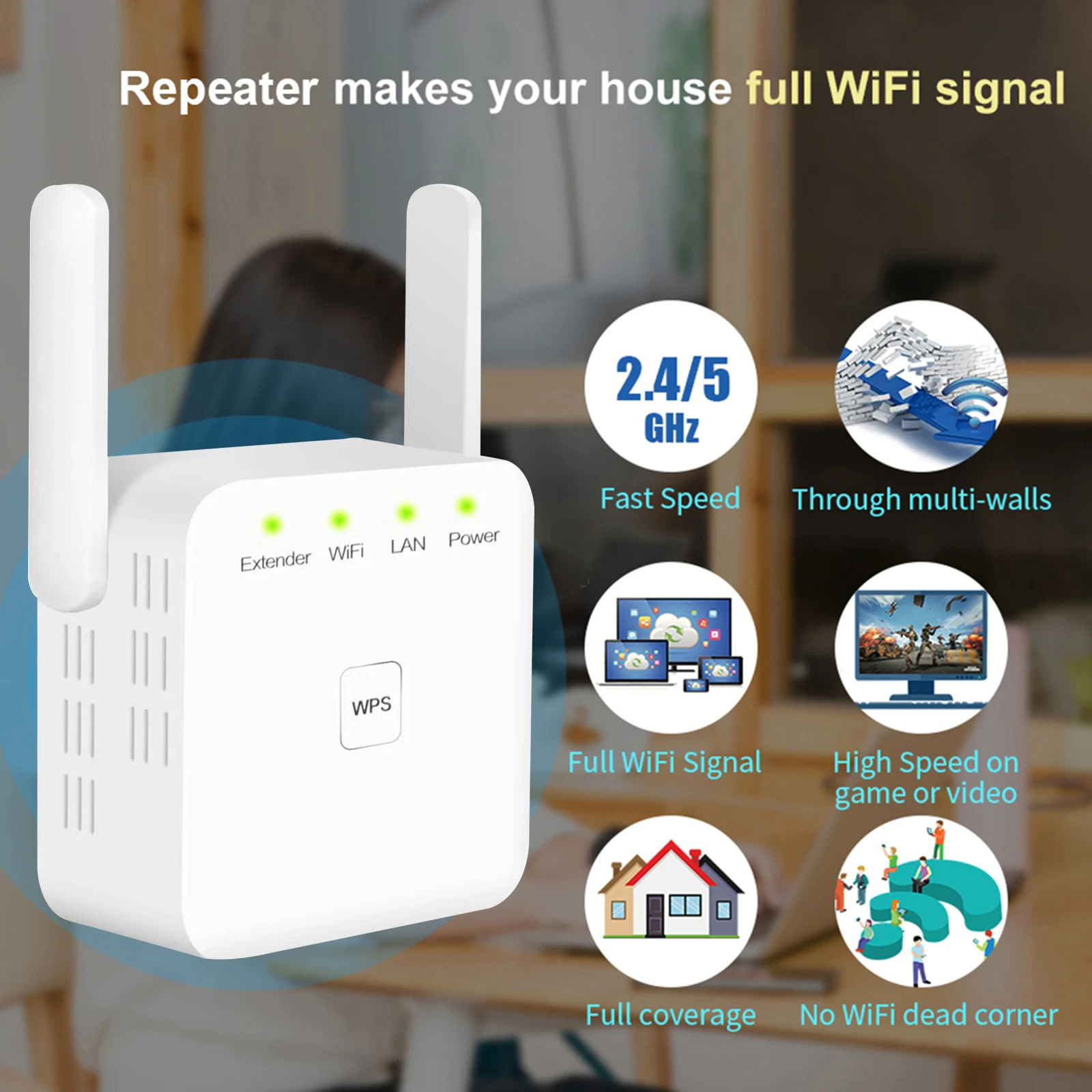 

Усилитель сигнала Wi-Fi, 2,4 ГГц, 300 Мбит/с