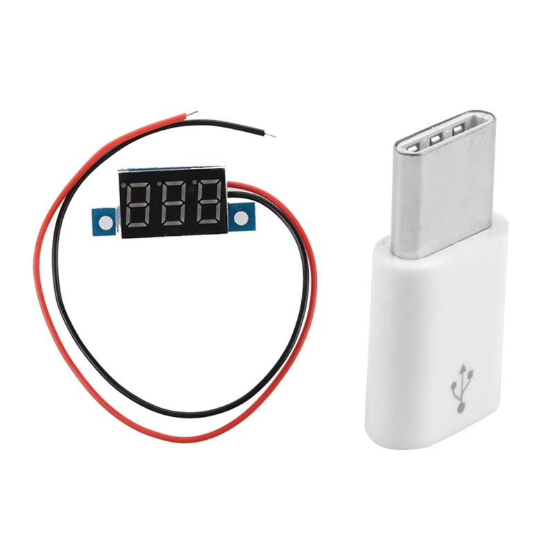 

Цифровой вольтметр со светодиодной панелью индикатора напряжения и USB Type C 3,1 штекер на Micro-USB 2,0 5-контактный гнездовой адаптер для передачи д...
