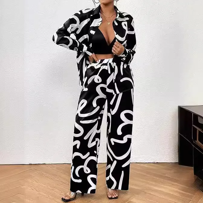 Женские комплекты из двух предметов модная Осенняя рубашка с длинным рукавом и