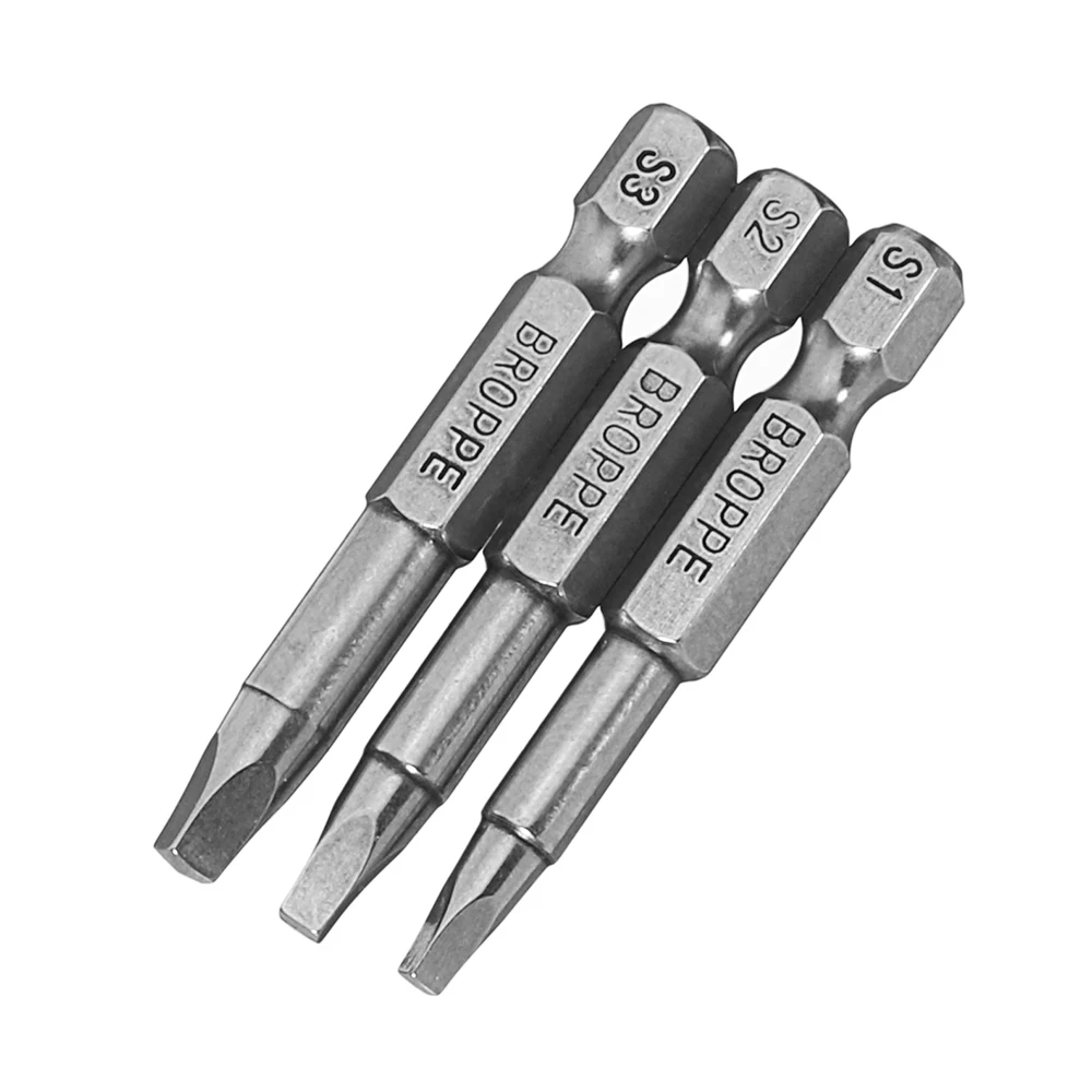 

3Pcs 50mm Electric Driver Bits Magnetic Square Head Screwdriver Bits S1/2/3 Tools Workshop Equipmen Hand Tools Nutdrivers