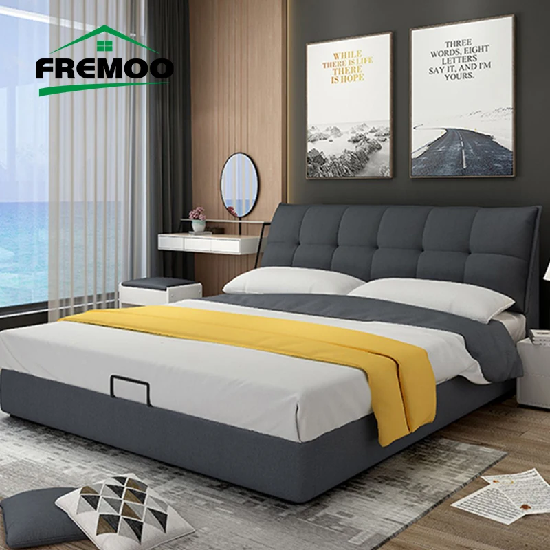 

Simple Modern Small Apartment Removable and Washable Soft Bed 1.8 Meters Master Bedroom Technology Cloth Double Bed
