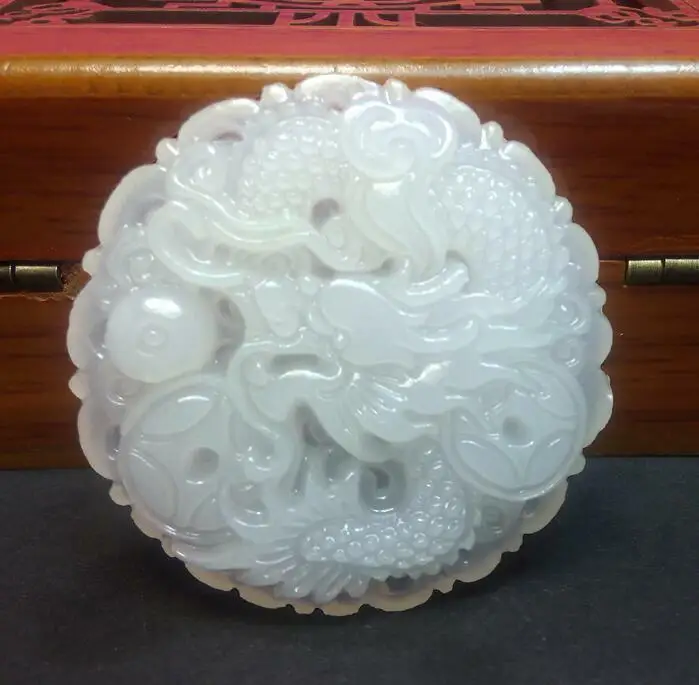 White Natural jade Pendant statue dragon Natural stone Collection China Hand Carving Jewelry Fashion Amulet Men Women Gifts