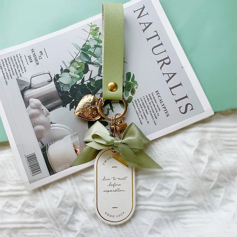 Симпатичный роскошный кожаный брелок с бантом модный бронзирующий