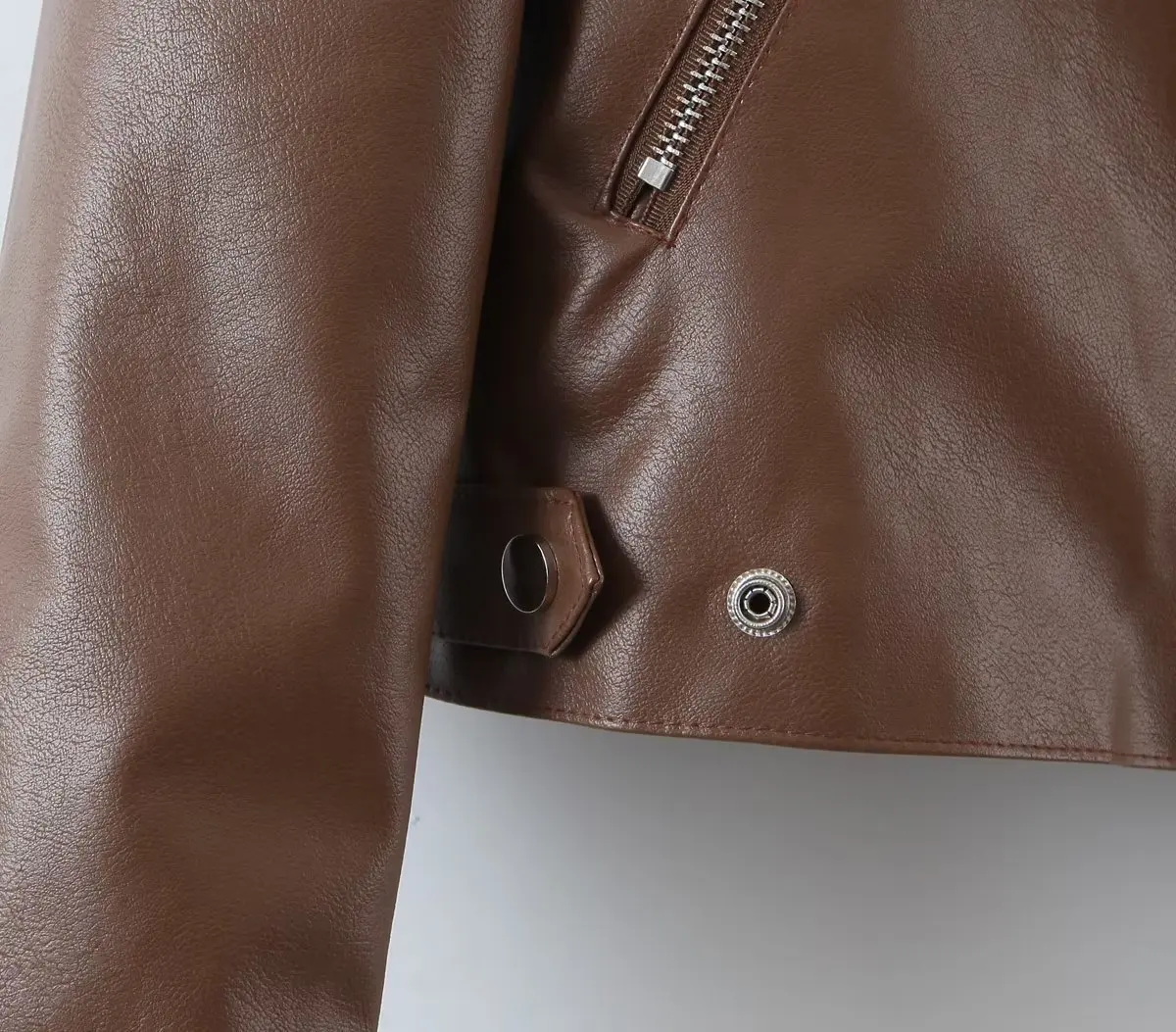 Brown Short Leather Coat Women's 2022 Autumn Vintage Loose PU Leather Motorcycle Skinny Leather Jacket Young Girl Short Clothes