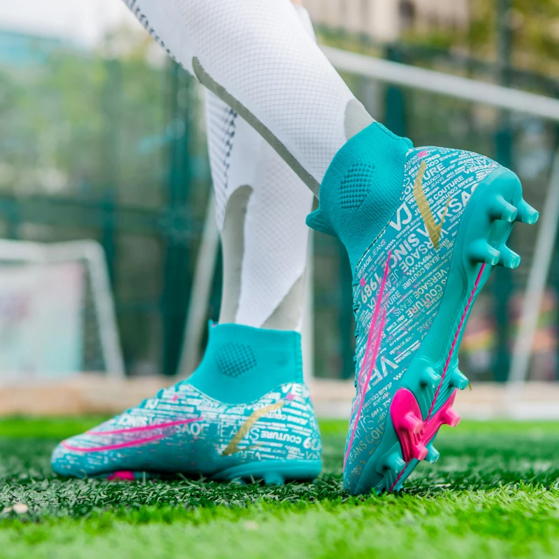 2023New Soccer Shoes Men Quality FG/TF Football Boots High Ankle Grass Cleats Training Match Sneakers Kids Non-slip Professional