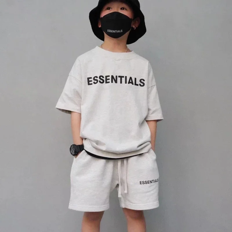 

Boy Girl Short Sleeve T-Shirt Spring Summer Letter Print Cotton Kids Clothes Children Clothing Sets Short Active Suit Clothes