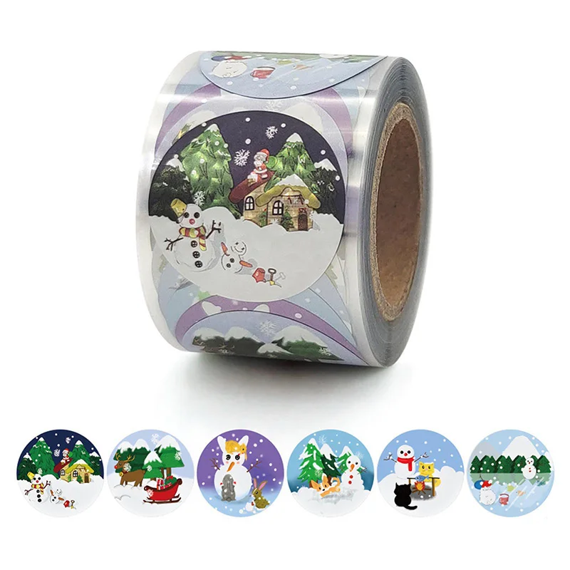 

500PCS Merry Christmas Stickers Self Adhesive Snowman Trees Decorative Stickers Wrapping Gift Box Label Christmas Tags