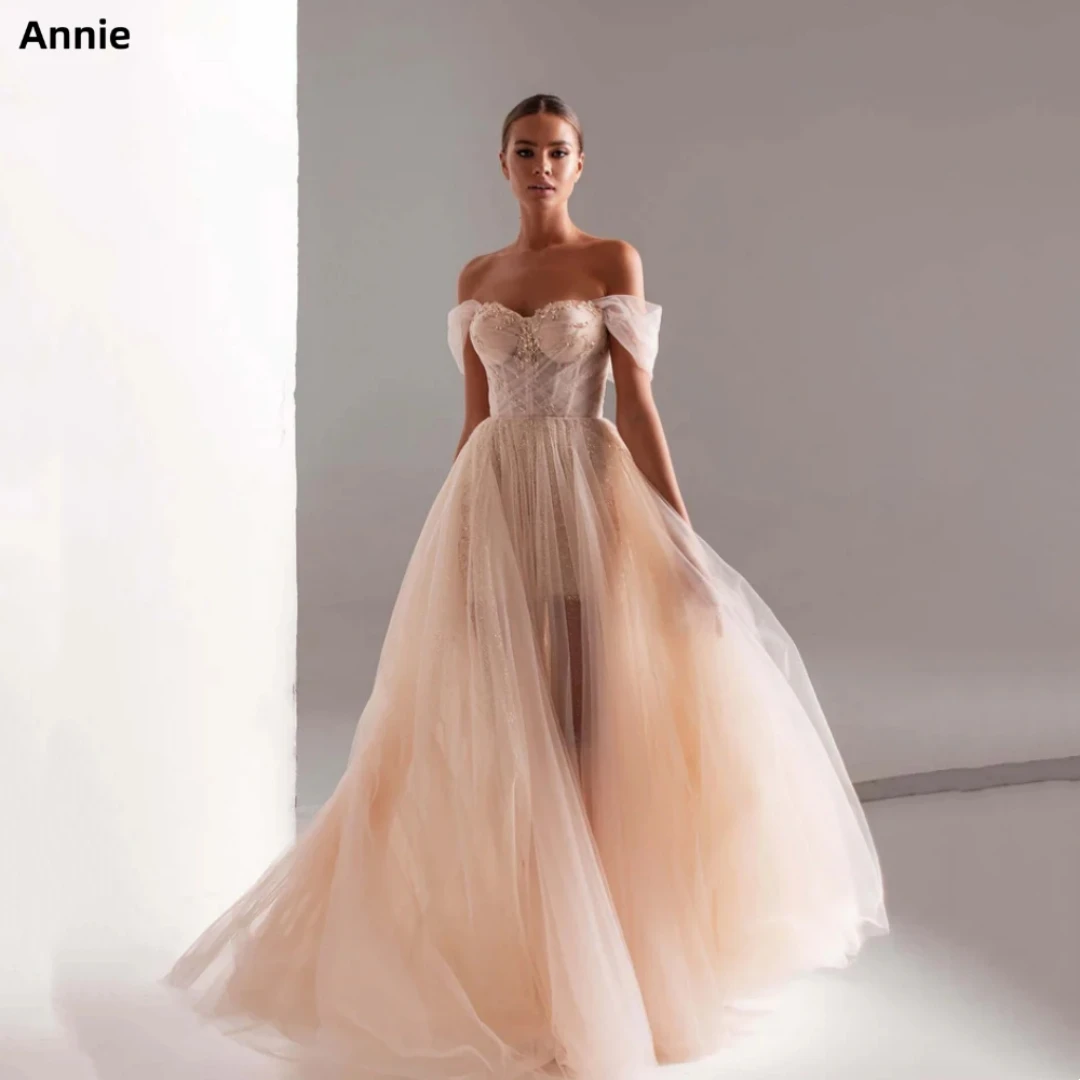 

Annie Pink Prom Dresses Tulle Strapless Formal Occasion Dresses Sweetheart Organza فساتين للحفلات الراقصة