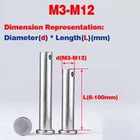 304 ss pin shaft flat head cylindrical pin with hole locating pin m3 m12