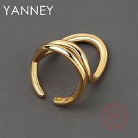 yanney silver color round line geometric open ring for woman simple fashion glamour party jewelry