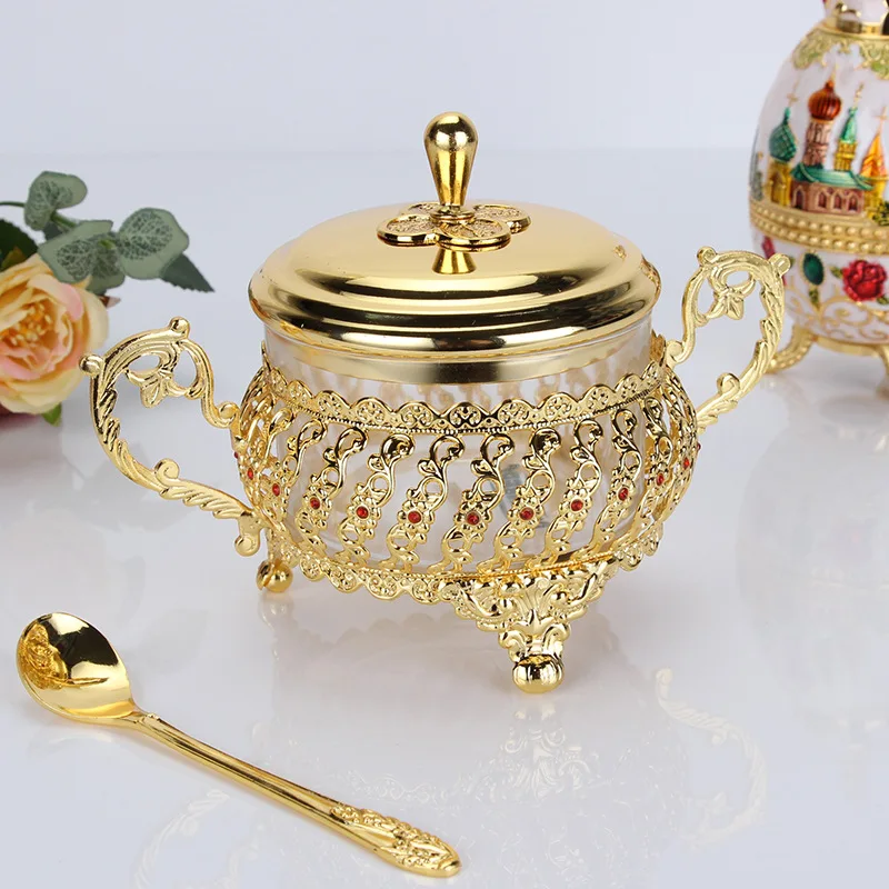 

High-Grade Seasoning Bottle Glass Seasoning Bottle Sucrier Seasoning Box Spice Jar Glass Alloy