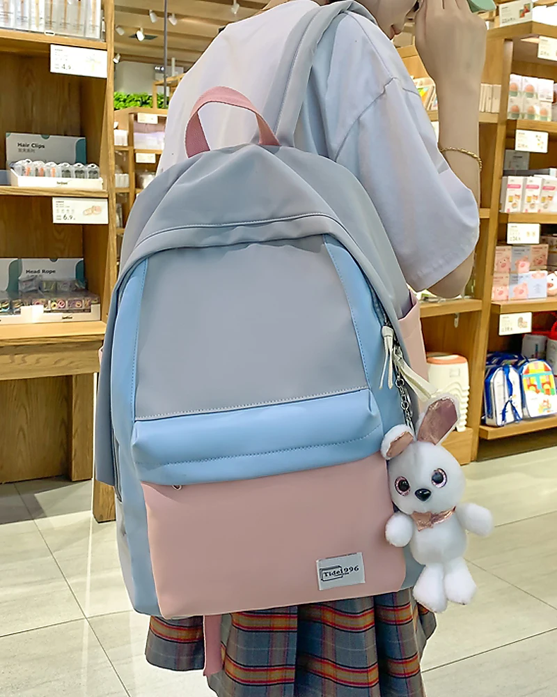 

2022 New Patchwork Color Student School Backpack College Travel Rucksack High Quality Schoolbag For Teenage Girls Boys