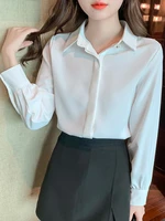 womens shirt chiffon blouses for women long sleeve top women fashion office lady polo neck clothing female 2022 basic shirts ol