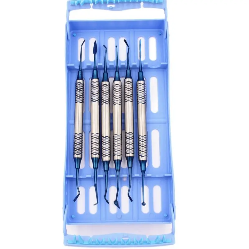 6Pcs Dental instrument Composite Resin Filling Spatula Titanium Plated Head Filler Thick Handle Restoration Set Dentisty Tool