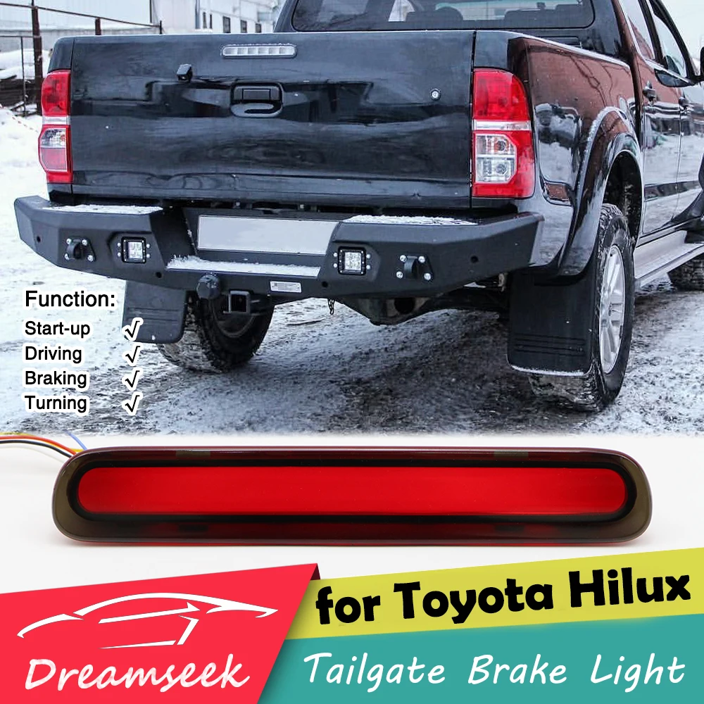 

Red LED Reflector Tailgate Brake Light for Toyota Hilux Vigo 2005-2014 Tail Gate Rear Lamp with Dynamic Sequential Turn Signal