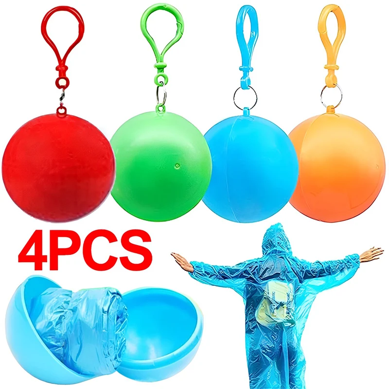 

Mini Portable Raincoats Ball Colorful Disposable Thicken Rain Ponchos Emergency Waterproof Adults Rainwear Cape Keyring Ball