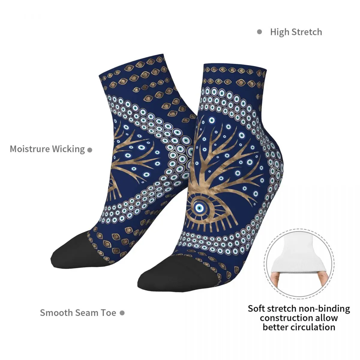 Греческий глаз дерево материи матаки матиазма на голубом носки до щиколотки