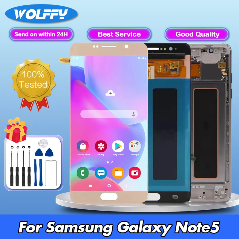 5,7 '100% Оригинальный ЖК-дисплей для Samsung Galaxy Note 5 N920T N920A N920I сенсорный экран дигитайзер в сборе запасные части