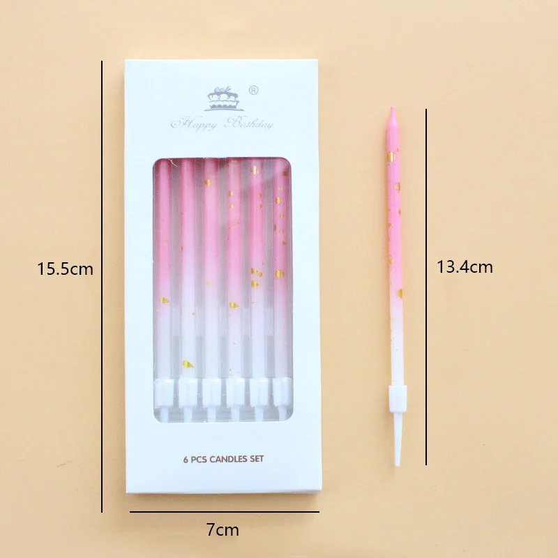 6 шт. длинные разноцветные свечи для дня рождения