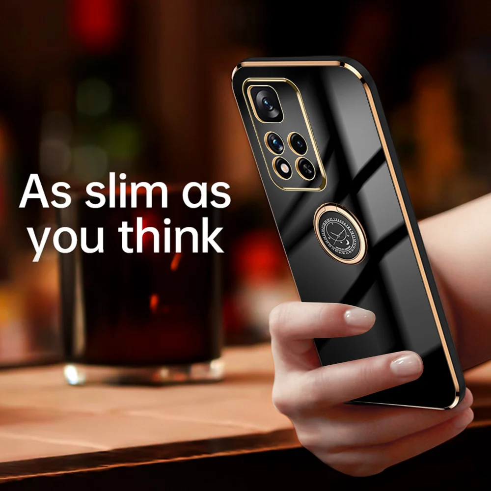 Роскошный чехол-подставка с квадратным кольцом для Xiaomi Redmi note 8 9 10 11 t pro max plus 9S 10s