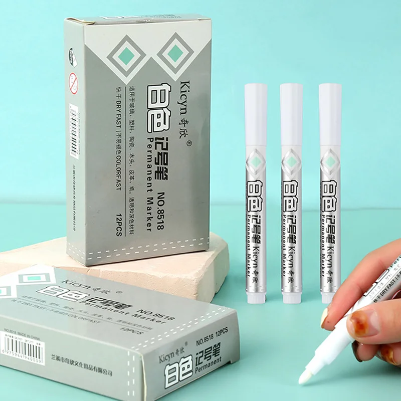 

Thin White Marker 2mm Line Width Oily Waterproof Art Painting Brush Metal Glass Graffiti Pen Black Cardboard 1/2/3/4/5/6/7 Pcs