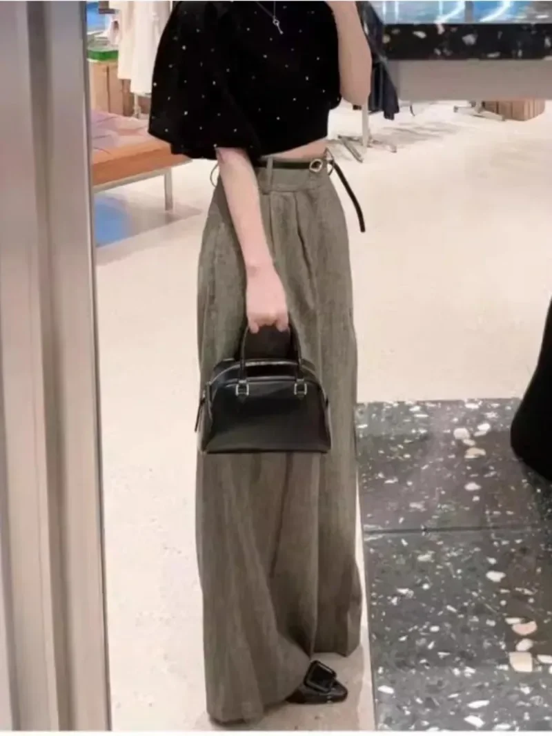 Брюки женские с завышенной талией широкими штанинами