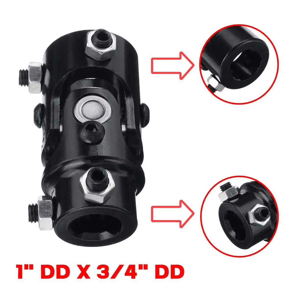 

BLACK New SI-AT45020 1" DD X 3/4" DD Steering U Joint Coupler From 1" Column to 3/4" DD Shaft